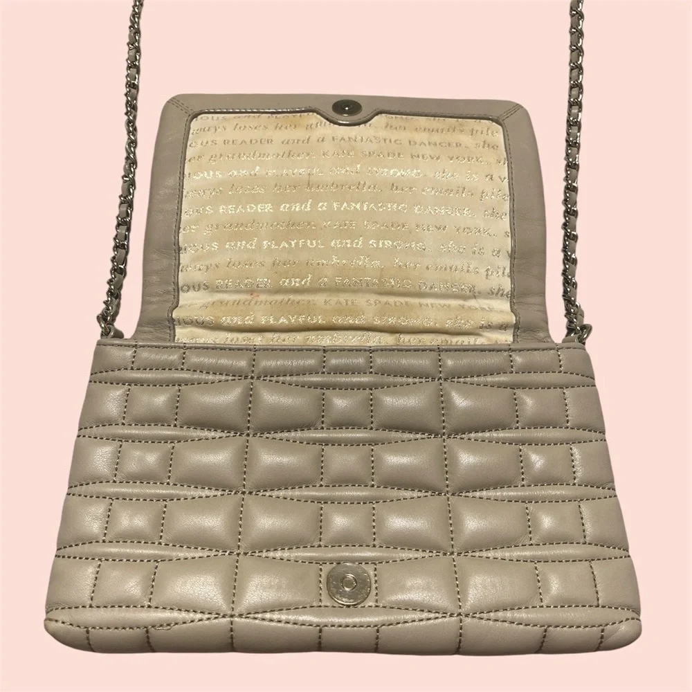 Kate Spade Quilted Bow Crossbody Purse in Taupe - Picture 3 of 9